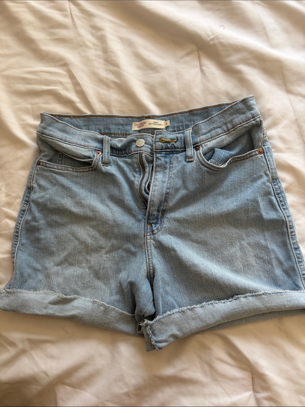 Signature by Levi Strauss Light Blue Rolled Hem Denim Shorts